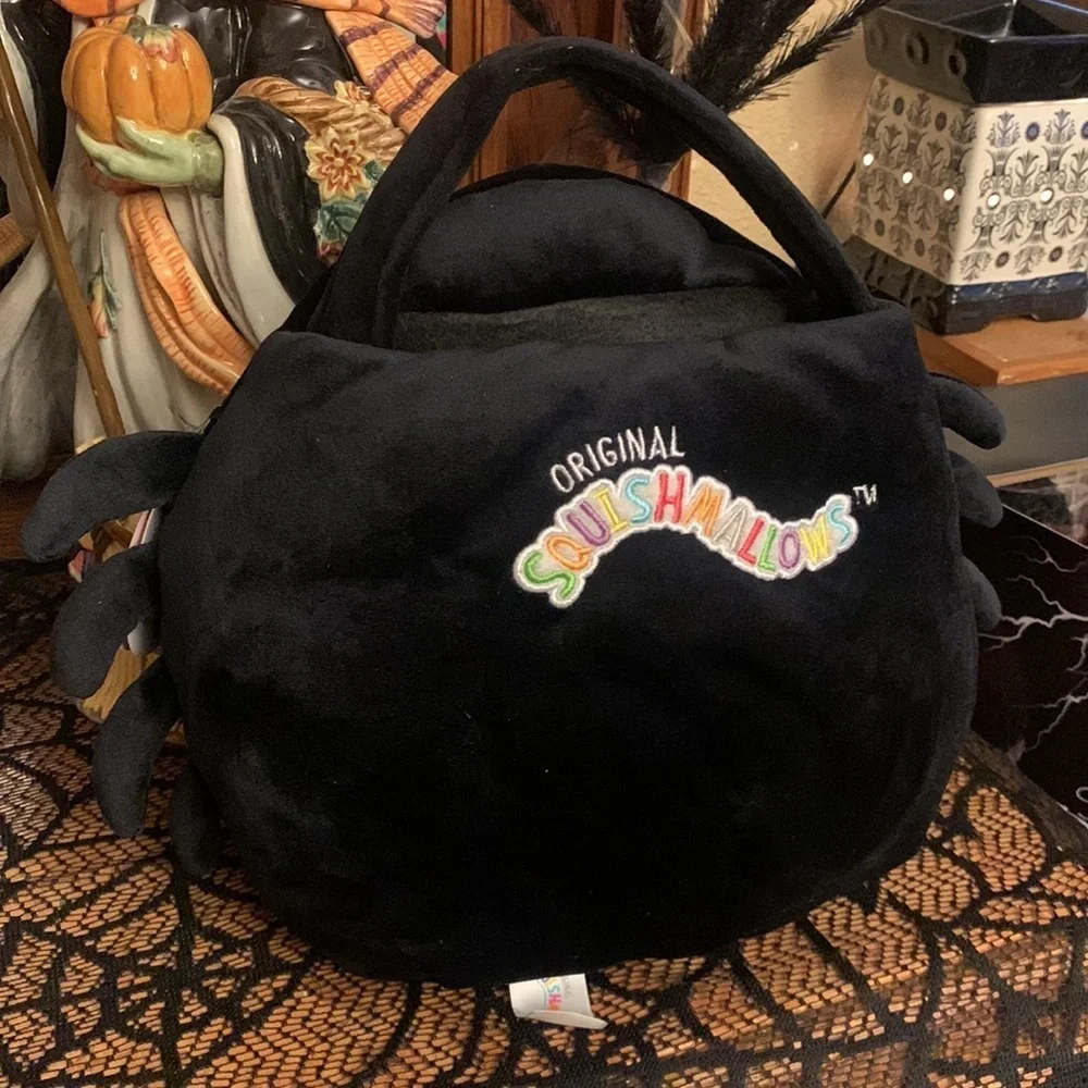 12” Bella Squishmallow Treat Pail Halloween Eight Legged Black Spider! NWT